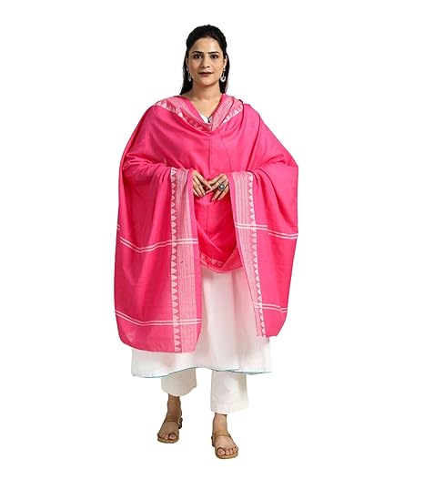 Odisha Sambalpuri Handloom Cotton Dupatta with weaving and Ikat woven border from the Weavers Stole for Girls & Women - Dupattas by Utkal Handlooms
