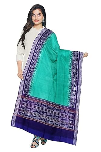 Odisha Sambalpuri Handloom Cotton Dupatta with weaving and Ikat woven border from the Weavers of Odisha Temple Border & Stole For Girls & Women - Dupattas by Utkal Handlooms