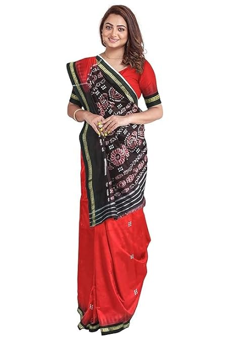 Odisha Sambalpuri Handloom Ikat Women Cotton Saree, Odisha Handloom Handmade Pure Cotton Khandua Saree, Ikkat Orissa Traditional Handloom Saree Without Blouse EMS41 - Saree