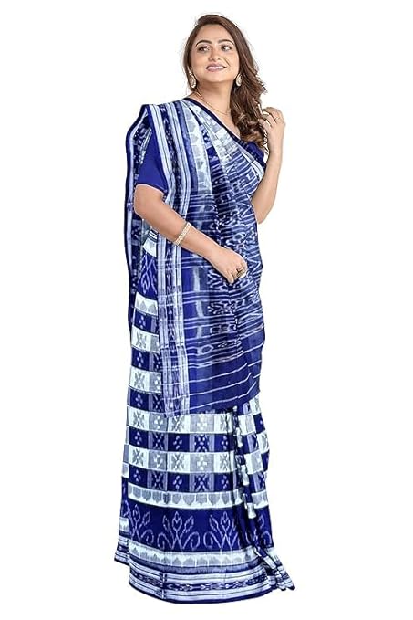 Odisha Sambalpuri Handloom Ikat Women Cotton Saree, Odisha Handloom Handmade Pure Cotton Khandua Saree, Ikkat Orissa Traditional Handloom Saree Without Blouse EMS42 - Saree