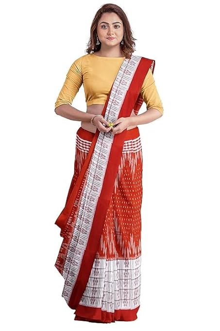Odisha Sambalpuri Handloom Ikat Women Cotton Saree, Odisha Handloom Handmade Pure Cotton Khandua Saree, Ikkat Orissa Traditional Handloom Saree Without Blouse EMS56 - Saree