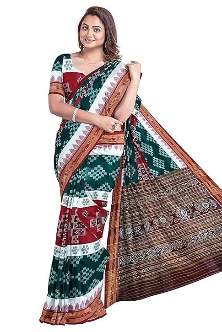 Odisha Sambalpuri Handloom Ikat Women Cotton Saree, Odisha Handloom Handmade Pure Cotton Khandua Saree, Ikkat Orissa Traditional Handloom Saree Without Blouse EMS71 - Saree