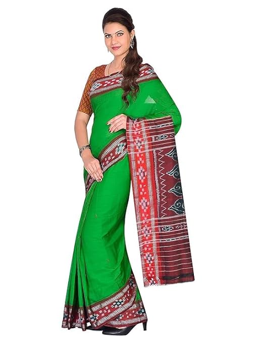 Odisha Sambalpuri Handloom Ikat Women Cotton Saree, Odisha Handloom Handmade Pure Cotton Khandua Saree, Ikkat Orissa Traditional Handloom Saree Without Blouse EMS72 - Saree
