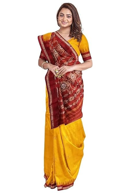 Odisha Sambalpuri Handloom Ikat Women Cotton Saree, Odisha Handloom Handmade Pure Cotton Khandua Saree, Ikkat Orissa Traditional Handloom Saree Without Blouse EMS74 - Saree