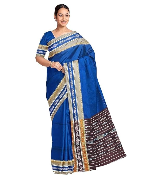 Utkal Sambalpuri Handloom Saree Women's Cotton Saree Odisha Handloom Handmade Pure Cotton Khandua Natural Cotton Ikat Sambalpuri Saree For Women Ikat Handloom Saree For Women - Saree