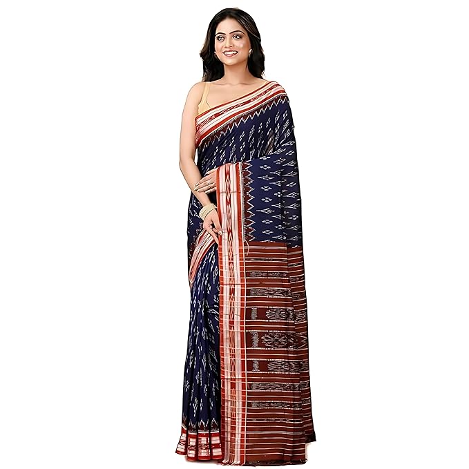 Odisha Sambalpuri Handloom Ikat Women Cotton Saree, Odisha Handloom Handmade Pure Cotton Khandua Saree, Ikkat Orissa Traditional Handloom Saree Without Blouse EMS80 - Saree