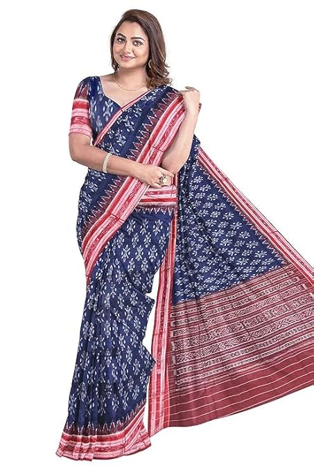 Odisha Sambalpuri Handloom Ikat Women Cotton Saree, Odisha Handloom Handmade Pure Cotton Khandua Saree, Ikkat Orissa Traditional Handloom Saree Without Blouse EMS84 - Saree