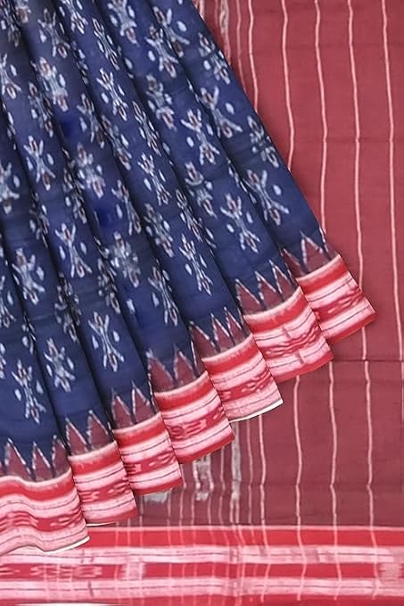 Odisha Sambalpuri Handloom Ikat Women Cotton Saree, Odisha Handloom Handmade Pure Cotton Khandua Saree, Ikkat Orissa Traditional Handloom Saree Without Blouse EMS87 - Saree