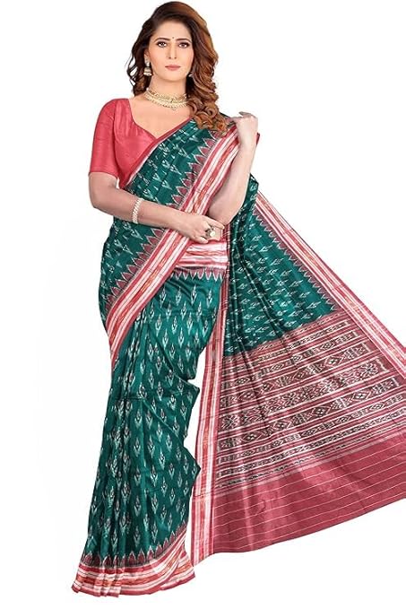 Odisha Sambalpuri Handloom Ikat Women Cotton Saree, Odisha Handloom Handmade Pure Cotton Khandua Saree, Ikkat Orissa Traditional Handloom Saree Without Blouse EMS93 - Saree