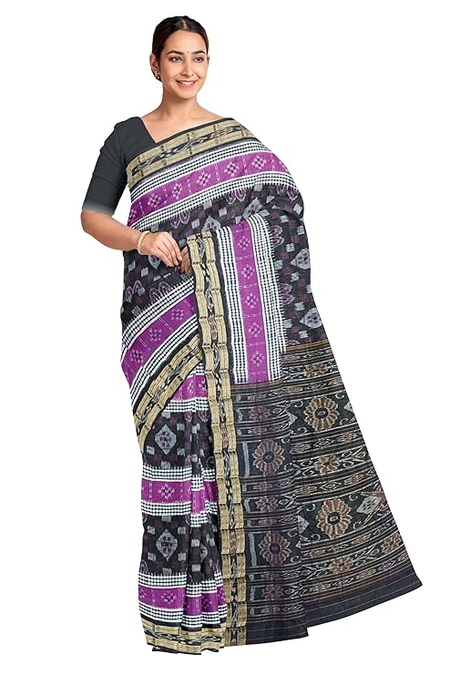 Odisha Sambalpuri Handloom Ikat Women Cotton Saree, Odisha Handloom Handmade Pure Cotton Khandua Saree, Ikkat Orissa Traditional Handloom Saree Without Blouse EMS98 - Saree