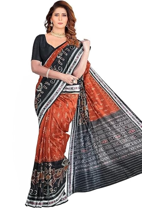 Odisha Sambalpuri Handloom Ikat Women Cotton Saree, Odisha Handloom Handmade Pure Cotton Khandua Saree, Ikkat Orissa Traditional Handloom Saree Without Blouse EMS103 - Saree