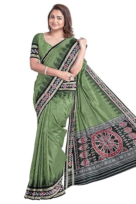 Odisha Sambalpuri Handloom Ikat Women Cotton Saree, Odisha Handloom Handmade Pure Cotton Khandua Saree, Ikkat Orissa Traditional Handloom Saree Without Blouse EMS104 - Saree