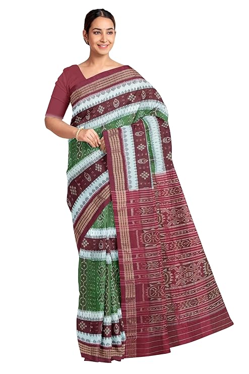 Odisha Sambalpuri Handloom Ikat Women Cotton Saree, Odisha Handloom Handmade Pure Cotton Khandua Saree, Ikkat Orissa Traditional Handloom Saree Without Blouse EMS2 - Saree