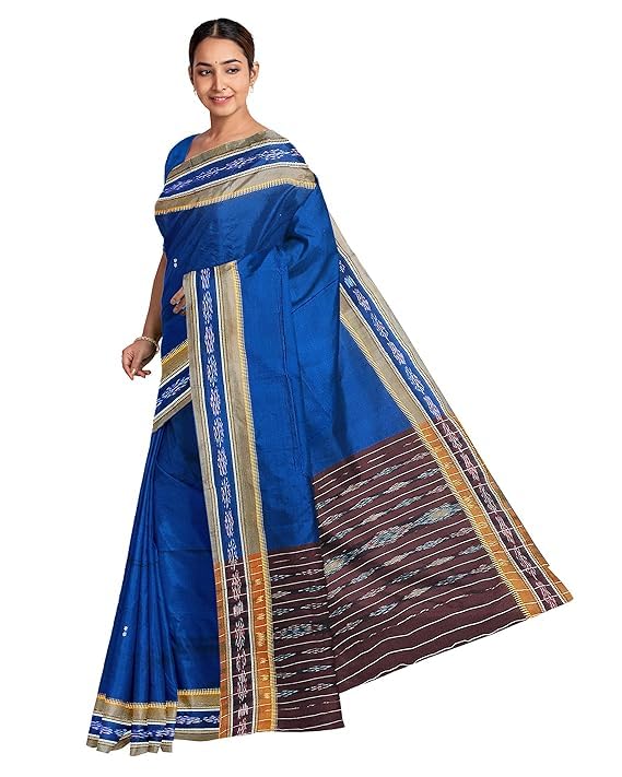 Utkal Handloom Saree Women's Cotton Saree Odisha Handloom Handmade Pure Cotton Khandua Natural Cotton Ikat Sambalpuri Saree For Women Ikat Handloom Saree For Women - Saree