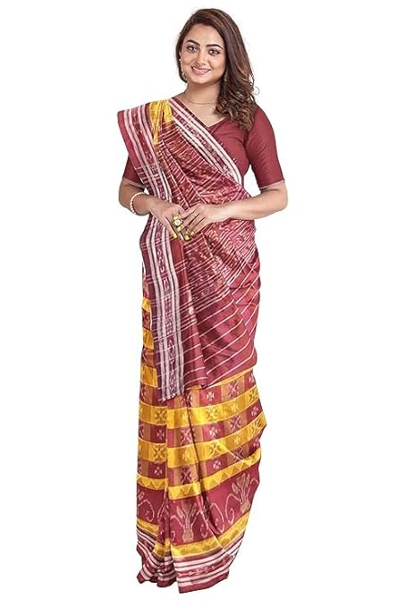 Odisha Sambalpuri Handloom Ikat Women Cotton Saree, Odisha Handloom Handmade Pure Cotton Khandua Saree, Ikkat Orissa Traditional Handloom Saree Without Blouse EMS122 - Saree