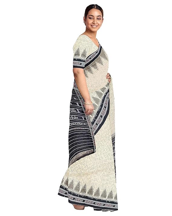 Odisha Sambalpuri Handloom Ikat Women Cotton Saree, Odisha Handloom Handmade Pure Cotton Khandua Saree, Ikkat Orissa Traditional Handloom Saree Without Blouse EMS126 - Saree