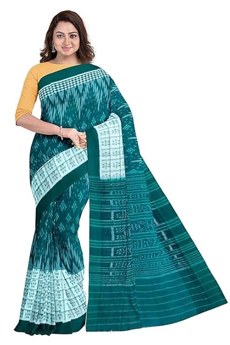 Odisha Sambalpuri Handloom Ikat Women Cotton Saree, Odisha Handloom Handmade Pure Cotton Khandua Saree, Ikkat Orissa Traditional Handloom Saree Without Blouse EMS130 - Saree