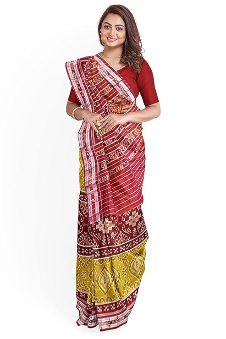 Odisha Sambalpuri Handloom Ikat Women Cotton Saree, Odisha Handloom Handmade Pure Cotton Khandua Saree, Ikkat Orissa Traditional Handloom Saree Without Blouse EMS132 - Saree