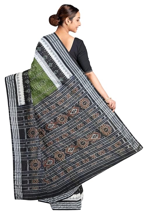 Odisha Sambalpuri Handloom Ikat Women Cotton Saree, Odisha Handloom Handmade Pure Cotton Khandua Saree, Ikkat Orissa Traditional Handloom Saree Without Blouse EMS151 - Saree