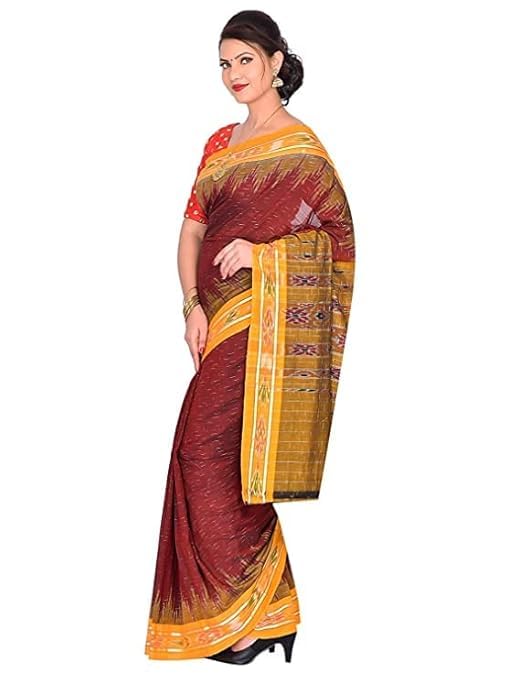 Odisha Sambalpuri Handloom Ikat Women Cotton Saree, Odisha Handloom Handmade Pure Cotton Khandua Saree, Ikkat Orissa Traditional Handloom Saree Without Blouse EMS161 - Saree