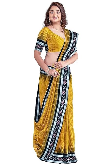 Odisha Sambalpuri Handloom Ikat Women Cotton Saree, Odisha Handloom Handmade Pure Cotton Khandua Saree, Ikkat Orissa Traditional Handloom Saree Without Blouse EMS164 - Saree