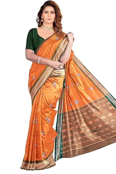 Odisha Sambalpuri Handloom Ikat Women Cotton Saree, Odisha Handloom Handmade Pure Cotton Khandua Saree, Ikkat Orissa Traditional Handloom Saree Without Blouse EMS171 - Saree