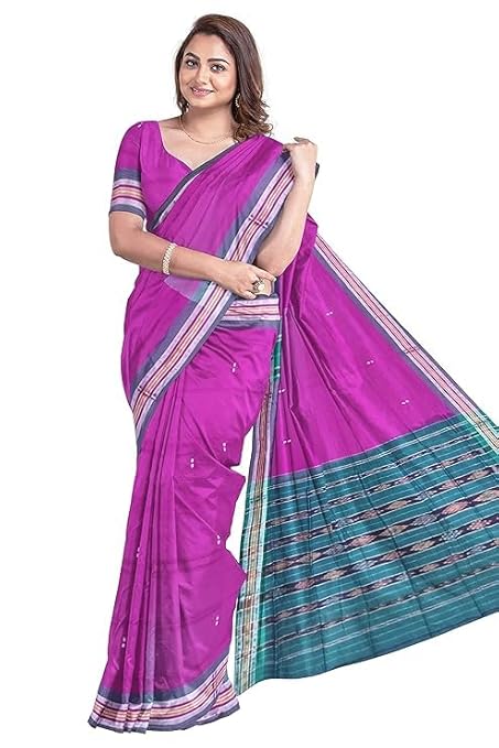 Utkal Handloom Saree Women's Cotton Saree Odisha Handloom Handmade Pure Cotton Khandua Natural Cotton Ikat Sambalpuri Saree For Women Ikat Handloom Saree For Women - Saree