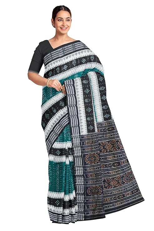 Odisha Sambalpuri Handloom Ikat Women Cotton Saree, Odisha Handloom Handmade Pure Cotton Khandua Saree, Ikkat Orissa Traditional Handloom Saree Without Blouse EMS180 - Saree