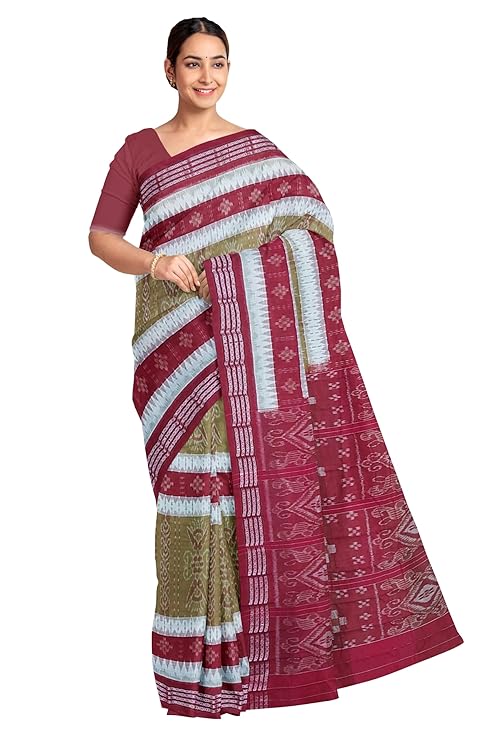 Odisha Sambalpuri Handloom Ikat Women Cotton Saree, Odisha Handloom Handmade Pure Cotton Khandua Saree, Ikkat Orissa Traditional Handloom Saree Without Blouse EMS182 - Saree