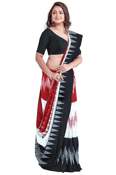 Odisha Sambalpuri Handloom Ikat Women Cotton Saree, Odisha Handloom Handmade Pure Cotton Khandua Saree, Ikkat Orissa Traditional Handloom Saree Without Blouse EMS188 - Saree