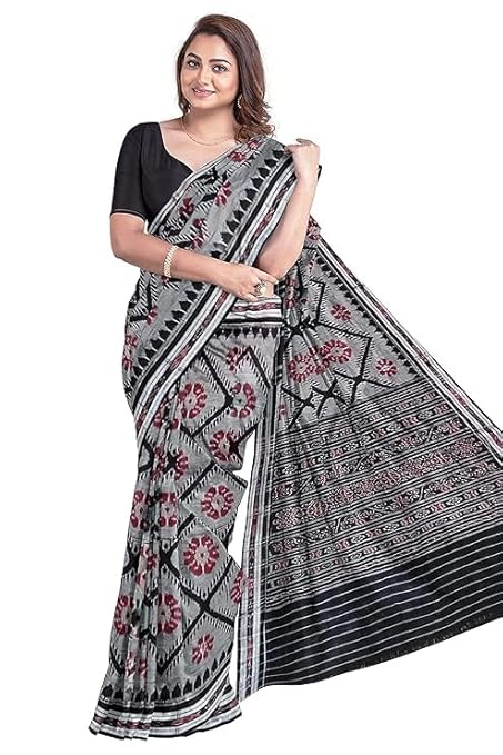 Odisha Sambalpuri Handloom Ikat Women Cotton Saree, Odisha Handloom Handmade Pure Cotton Khandua Saree, Ikkat Orissa Traditional Handloom Saree Without Blouse EMS190 - Saree