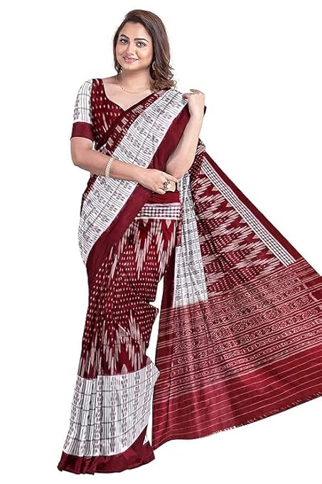 Odisha Sambalpuri Handloom Ikat Women Cotton Saree, Odisha Handloom Handmade Pure Cotton Khandua Saree, Ikkat Orissa Traditional Handloom Saree Without Blouse EMS192 - Saree