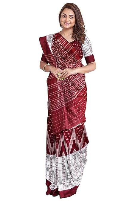 Odisha Sambalpuri Handloom Ikat Women Cotton Saree, Odisha Handloom Handmade Pure Cotton Khandua Saree, Ikkat Orissa Traditional Handloom Saree Without Blouse EMS197 - Saree