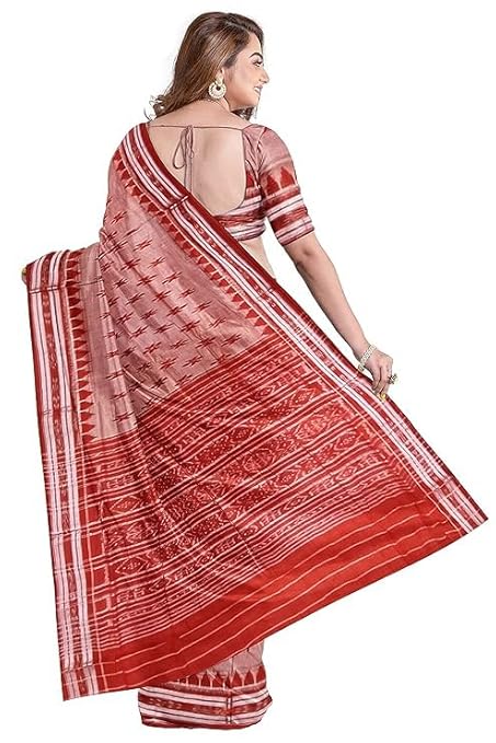 Odisha Sambalpuri Handloom Ikat Women Cotton Saree, Odisha Handloom Handmade Pure Cotton Khandua Saree, Ikkat Orissa Traditional Handloom Saree Without Blouse EMS208 - Saree