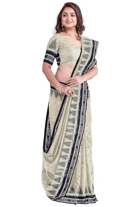 Odisha Sambalpuri Handloom Ikat Women Cotton Saree, Odisha Handloom Handmade Pure Cotton Khandua Saree, Ikkat Orissa Traditional Handloom Saree Without Blouse EMS210 - Saree