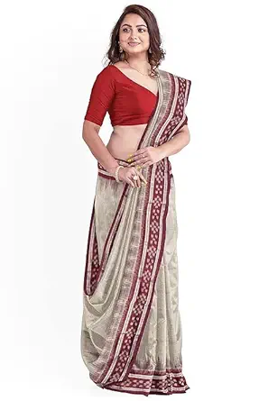 Odisha Sambalpuri Handloom Ikat Women Cotton Saree, Odisha Handloom Handmade Pure Cotton Khandua Saree, Ikkat Orissa Traditional Handloom Saree Without Blouse EMS211 - Saree