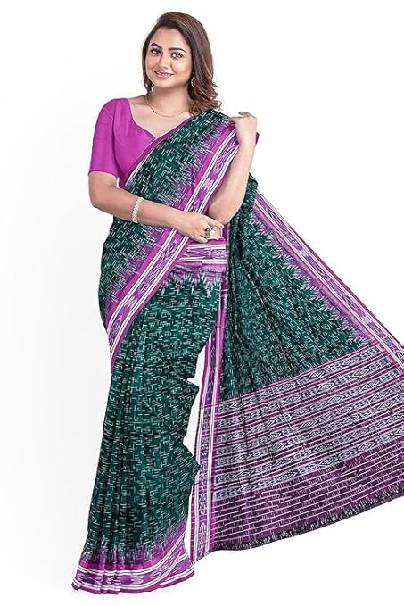 Odisha Sambalpuri Handloom Ikat Women Cotton Saree, Odisha Handloom Handmade Pure Cotton Khandua Saree, Ikkat Orissa Traditional Handloom Saree Without Blouse EMS212 - Saree