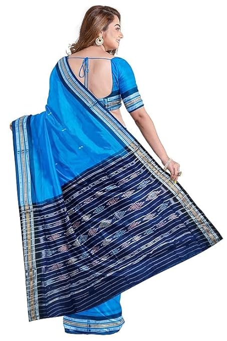 Utkal Handloom Saree Women's Cotton Saree Odisha Handloom Handmade Pure Cotton Khandua Natural Cotton Ikat Sambalpuri Saree For Women Ikat Handloom Saree For Women - Saree