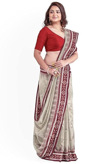 Odisha Sambalpuri Handloom Ikat Women Cotton Saree, Odisha Handloom Handmade Pure Cotton Khandua Saree, Ikkat Orissa Traditional Handloom Saree Without Blouse EMS211 - Saree
