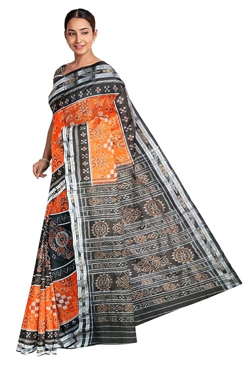 Odisha Sambalpuri Handloom Ikat Women Cotton Saree, Odisha Handloom Handmade Pure Cotton Khandua Saree, Ikkat Orissa Traditional Handloom Saree Without Blouse 111 - Saree by Utkal Handlooms