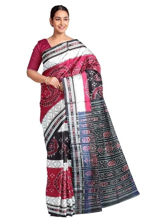 Odisha Sambalpuri Handloom Ikat Women Cotton Saree, Odisha Handloom Handmade Pure Cotton Khandua Saree, Ikkat Orissa Traditional Handloom Saree Without Blouse  - Saree by Utkal Handlooms