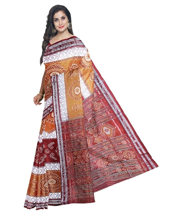 Odisha Sambalpuri Handloom Ikat Women Cotton Saree, Odisha Handloom Handmade Pure Cotton Khandua Saree, Ikkat Orissa Traditional Handloom Saree Without Blouse - Saree by Utkal Handlooms