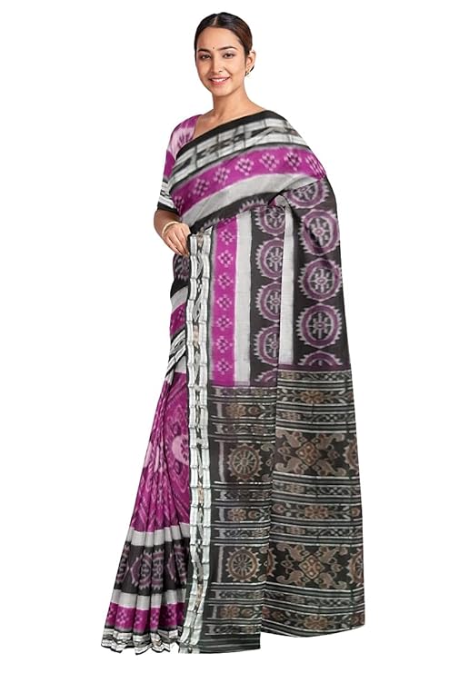 Odisha Sambalpuri Handloom Ikat Women Cotton Saree, Odisha Handloom Handmade Pure Cotton Khandua Saree, Ikkat Orissa Traditional Handloom Saree Without Blouse - Saree by Utkal Handlooms