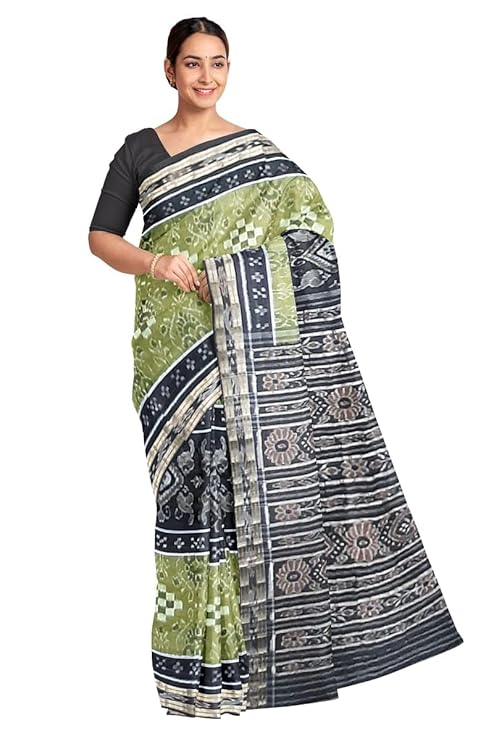 Odisha Sambalpuri Handloom Ikat Women Cotton Saree, Odisha Handloom Handmade Pure Cotton Khandua Saree, Ikkat Orissa Traditional Handloom Saree Without Blouse - Saree by Utkal Handlooms