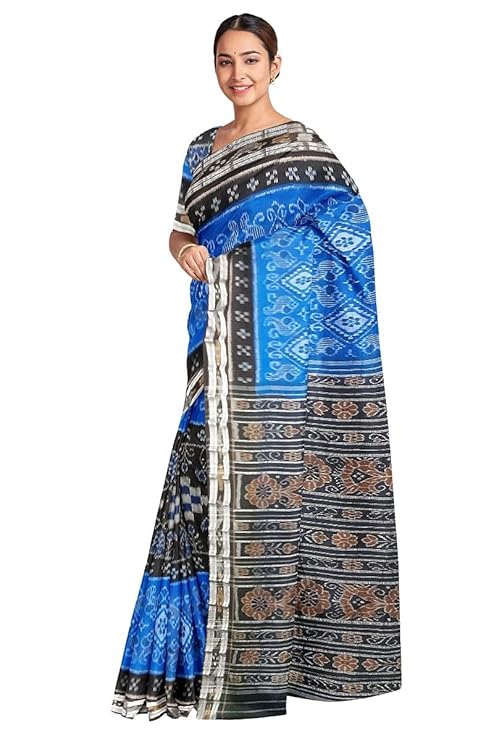 Odisha Sambalpuri Handloom Ikat Women Cotton Saree, Odisha Handloom Handmade Pure Cotton Khandua Saree, Ikkat Orissa Traditional Handloom Saree Without Blouse  - Saree by Utkal Handlooms