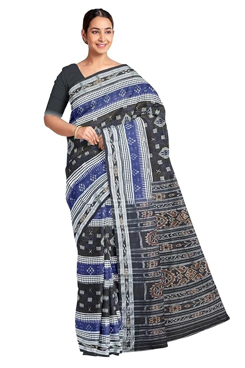 Odisha Sambalpuri Handloom Ikat Women Cotton Saree, Odisha Handloom Handmade Pure Cotton Khandua Saree, Ikkat Orissa Traditional Handloom Saree Without Blouse 12 - Saree by Utkal Handlooms