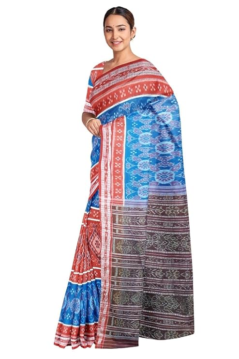 Odisha Sambalpuri Handloom Ikat Women Cotton Saree, Odisha Handloom Handmade Pure Cotton Khandua Saree, Ikkat Orissa Traditional Handloom Saree Without Blouse 12 - Saree by Utkal Handlooms