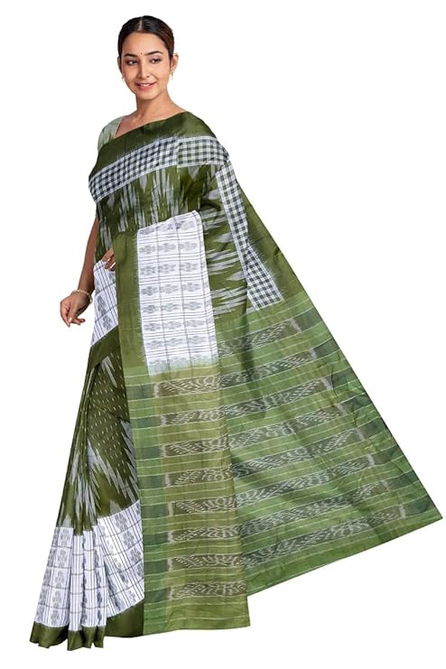 Odisha Sambalpuri Handloom Ikat Women Cotton Saree, Odisha Handloom Handmade Pure Cotton Khandua Saree, Ikkat Orissa Traditional Handloom Saree Without Blouse 144 - Saree by Utkal Handlooms