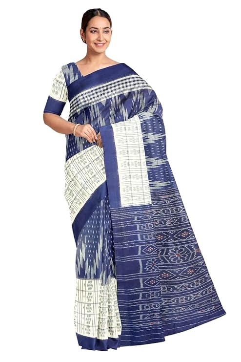 Odisha Sambalpuri Handloom Ikat Women Cotton Saree, Odisha Handloom Handmade Pure Cotton Khandua Saree, Ikkat Orissa Traditional Handloom Saree Without Blouse 144 - Saree by Utkal Handlooms