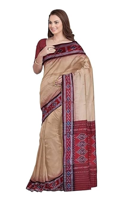 Odisha Sambalpuri Handloom Ikat Women Cotton Saree, Odisha Handloom Handmade Pure Cotton Khandua Saree, Ikkat Orissa Traditional Handloom Saree Without Blouse 155 - Saree by Utkal Handlooms